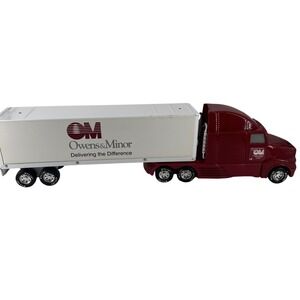 Semi Truck (Plastic) & Metal Trailer Owens & Minor by Funrise w/Sound VTG 2002